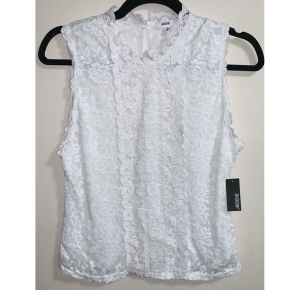 Ardene White Lace Sleeveless Top - Size Large - Picture 1 of 5